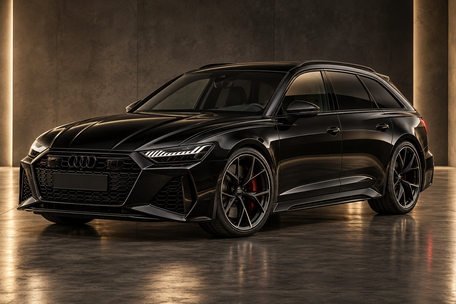 Mockup van een zwarte Audi RS6 Avant